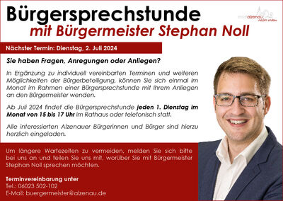 Bild vergr&ouml;&szlig;ern: B&uuml;rgersprechstunde mit B&uuml;rgermeister Stephan Noll_ab Juli 2024