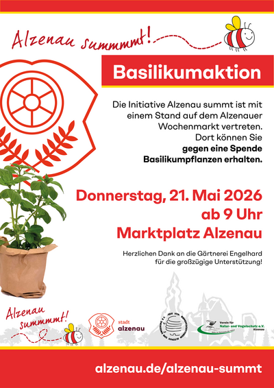 Alzenau summt: Basilikumaktion auf dem Wochenmarkt