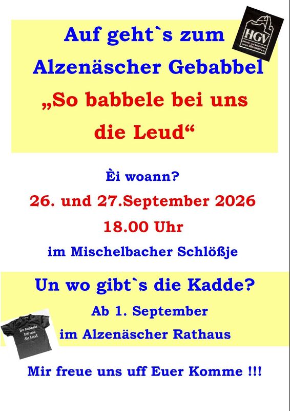 Interner Link zur Veranstaltung: Auf geht`s zum Alzen&auml;scher Gebabbel